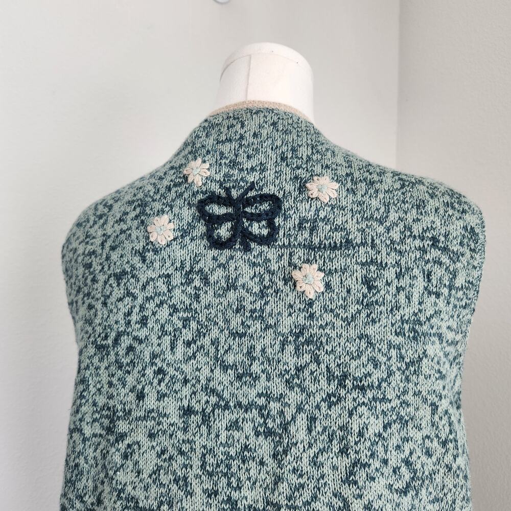 Vintage Y2K Embroidered Floral Sweater Vest Cottagecore Christopher & Banks L XL - Picture 5 of 7